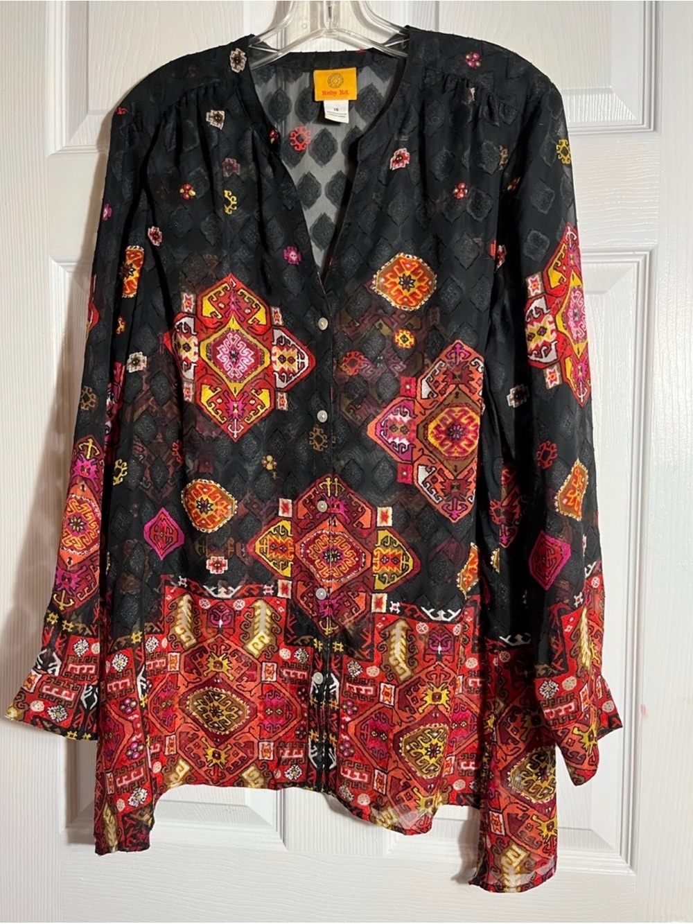 Ruby Rd sheer boho top